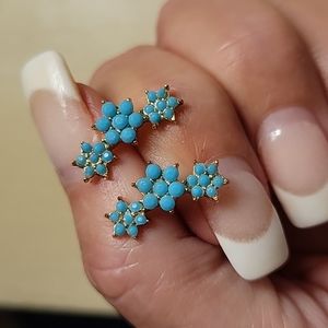 Aqua Starburst Trio Curved Ear Crawler